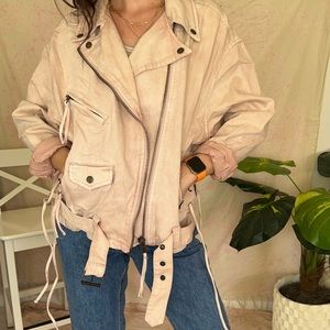 Free People Denim Bomber Jacket